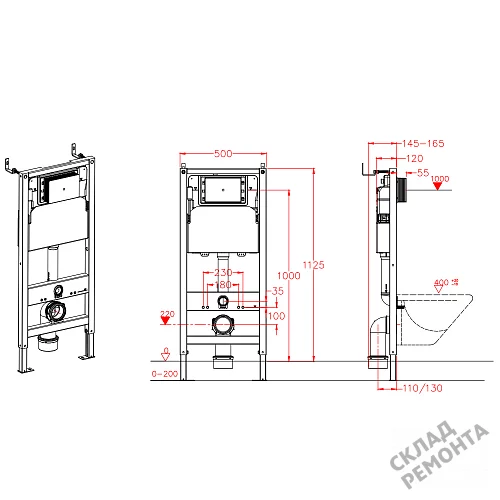 Фото Инсталляция для подвесного унитаза Calypso Beta CS105M без кнопки купить в Ростове-на-Дону: цена, описание, фото. Интернет-магазин 11