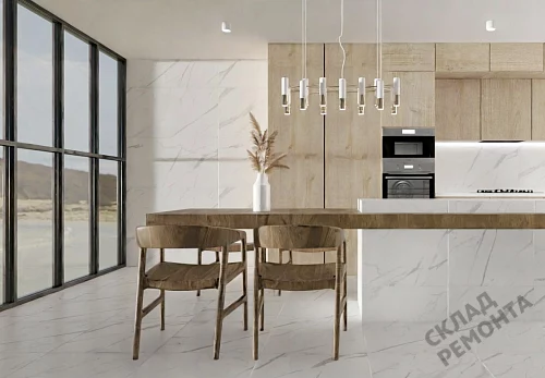 Фото Керамогранит матовый Steppe Ceramics Statuario White белый 600*600*9,5 – купить в Ростове-на-Дону: цена, описание, фото. Интернет-магазин 5