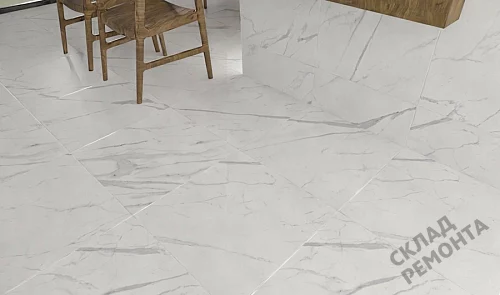 Фото Керамогранит матовый Steppe Ceramics Statuario White белый 600*600*9,5 – купить в Ростове-на-Дону: цена, описание, фото. Интернет-магазин 4