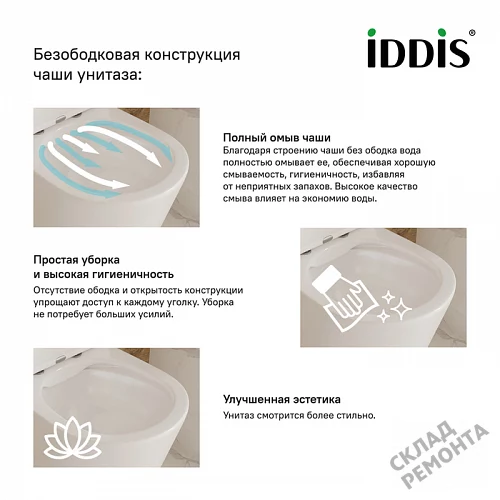 Фото Унитаз подвесной Iddis Calipso CALRDSEi25 безободковый купить в Ростове-на-Дону: цена, описание, фото. Интернет-магазин 7