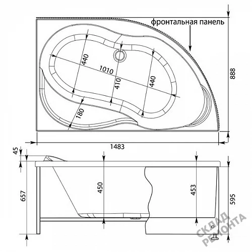 Фото Ванна акриловая Aquanet Graciosa (R) 150*90  купить в Ростове-на-Дону: цена, описание, фото. Интернет-магазин 8