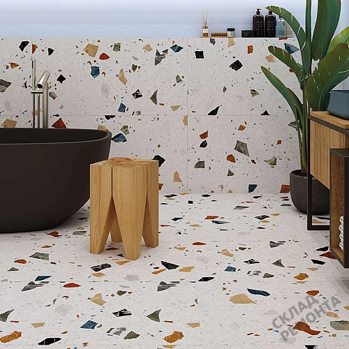 Фото Керамогранит матовый Steppe Ceramics Chips White белый 600*600*9 – купить в Ростове-на-Дону: цена, описание, фото. Интернет-магазин 2